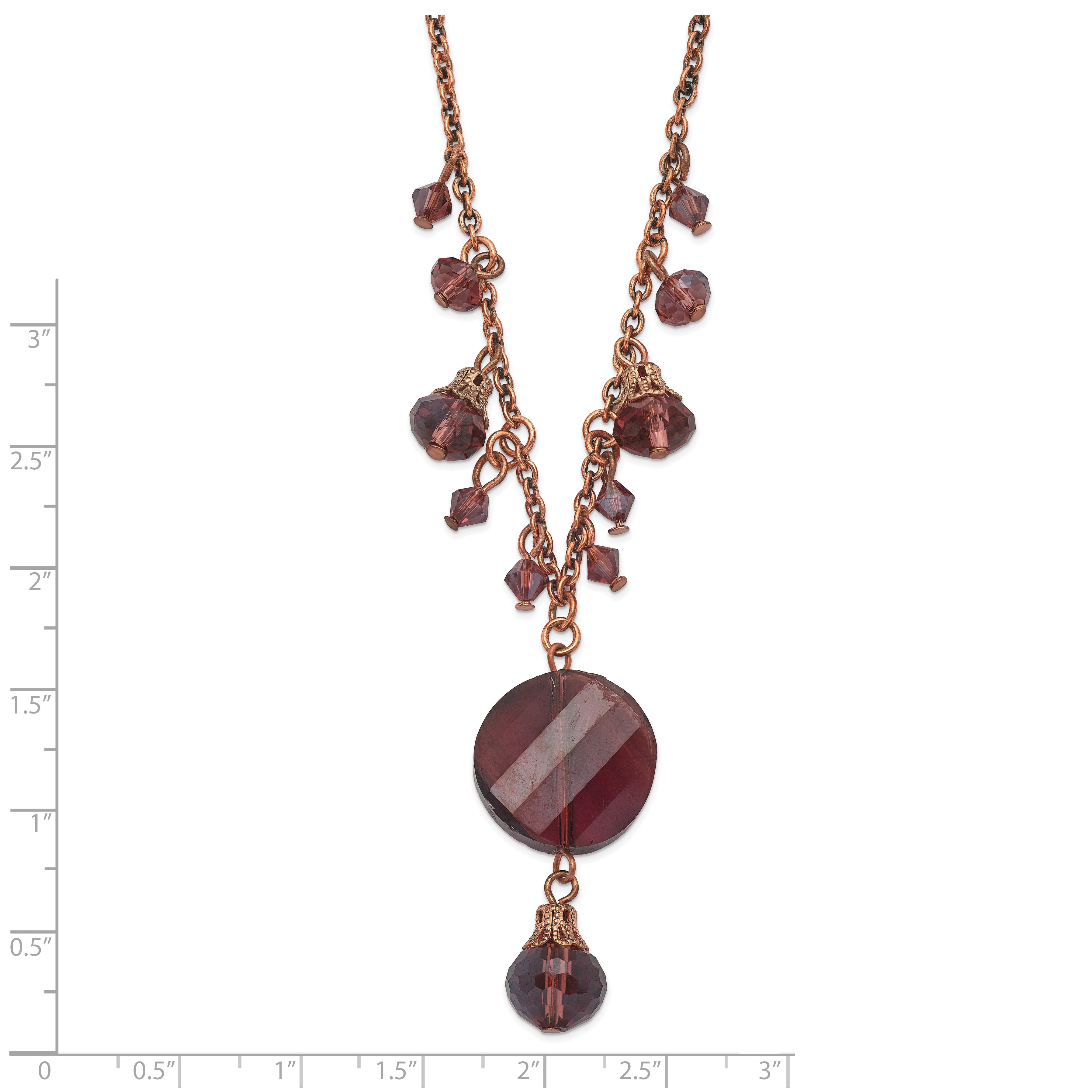 Rose-Tone Purple Glass Beaded Necklace with Extender Vintage Elegance