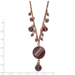 Rose-Tone Purple Glass Beaded Necklace with Extender Vintage Elegance