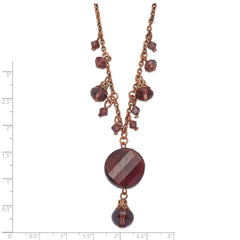 1928 Jewelry Rose-tone Purple Faceted Glass Dangle Beads 16 inch Necklace with 3 inch extension