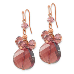 Rose-Tone Purple Glass Bead Cluster Dangle Earrings by 1928 Jewelry