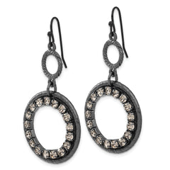 Black-Plated Crystal Dangle Earrings with Polished Finish, Vintage-Inspired Design