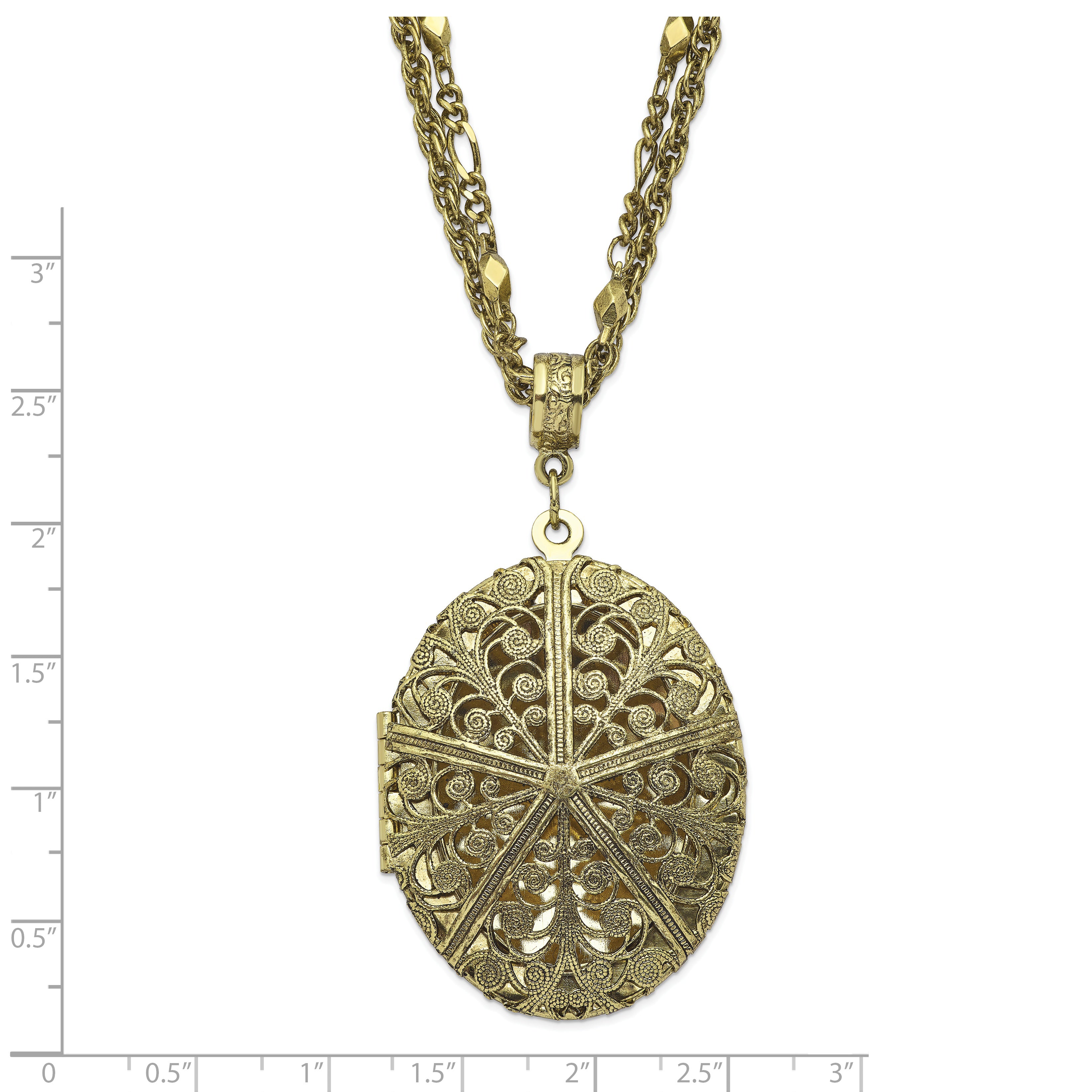 1928 Jewelry Vintage Brass-tone Double Chain Locket Necklace - 16