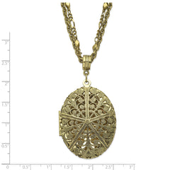 1928 Jewelry Vintage Brass-tone Double Chain Locket Necklace - 16