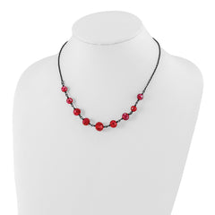 Sophia Vintage-Inspired Black-Plated Red Glass Beaded Necklace