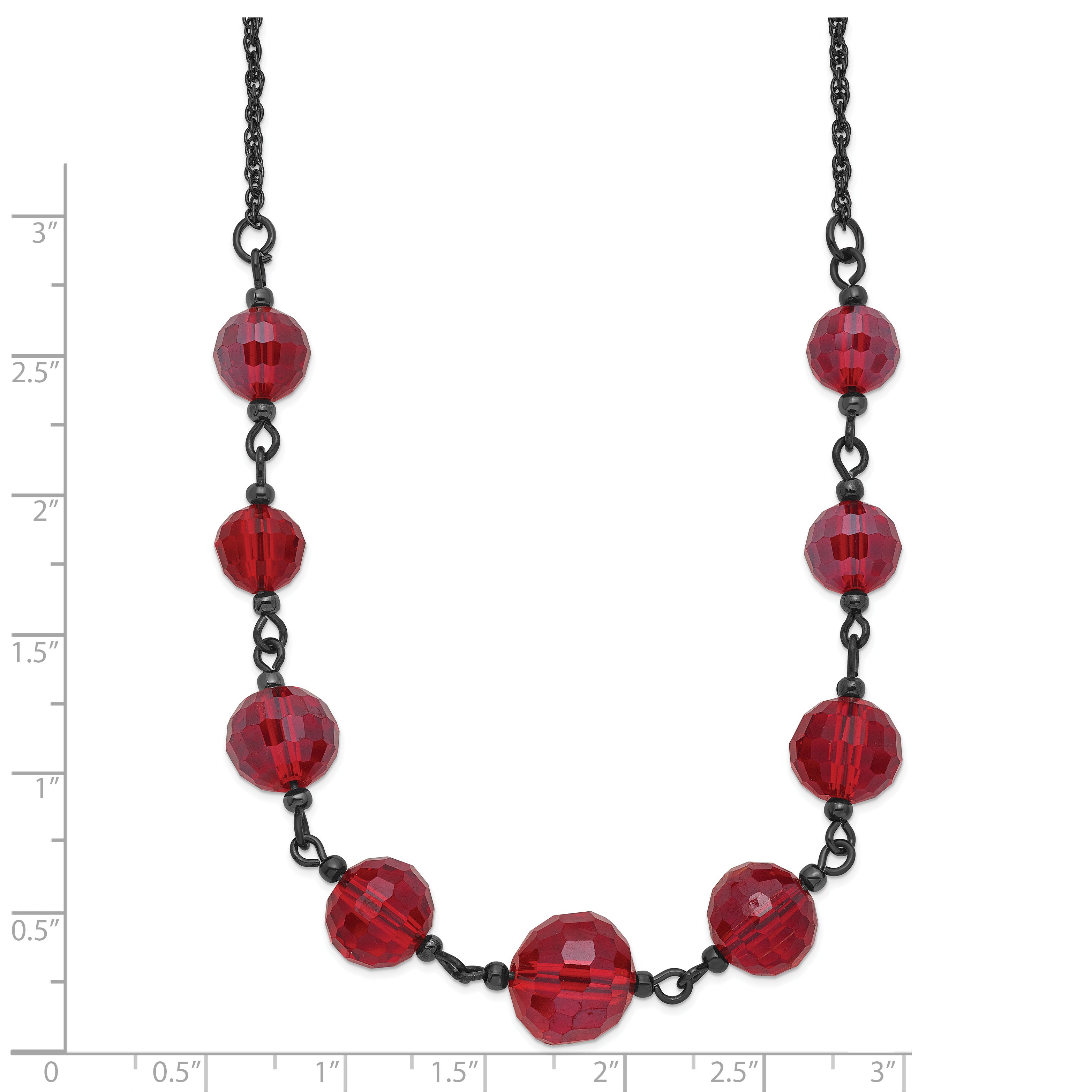 Sophia Vintage-Inspired Black-Plated Red Glass Beaded Necklace