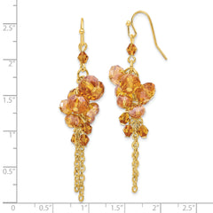 Gold-Tone Champagne Crystal Dangle Earrings with Polished Finish