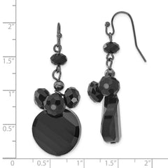 Black-Plated Glass Bead Dangle Earrings  Vintage-Inspired Elegant Design for Women