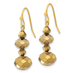 Brass-Tone Drop Earrings with Faceted Glass Beads and French Wire