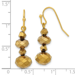 Brass-Tone Drop Earrings with Faceted Glass Beads and French Wire