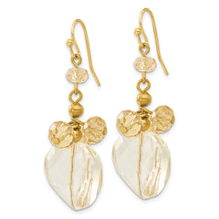 1928 Gold-tone Light Colorado Champagne Glass Beads Dangle Earrings