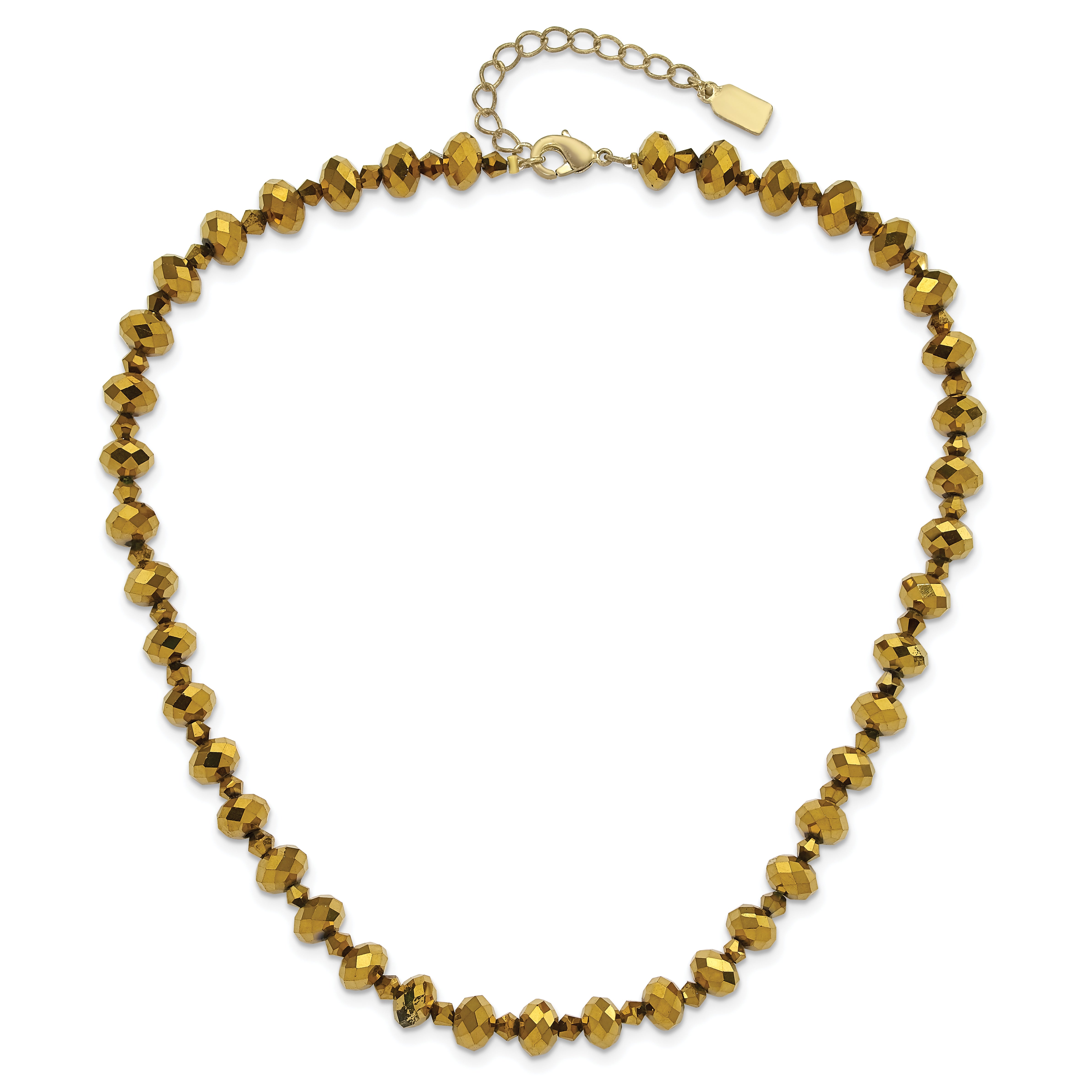 1928 Brass-Tone Glass Beaded Necklace with Extension, Vintage Elegance