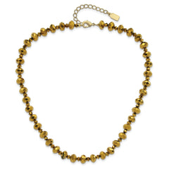 1928 Brass-Tone Glass Beaded Necklace with Extension, Vintage Elegance