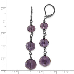 1928 Vintage-Inspired Black-Plated Smokey Purple Glass Drop Earrings