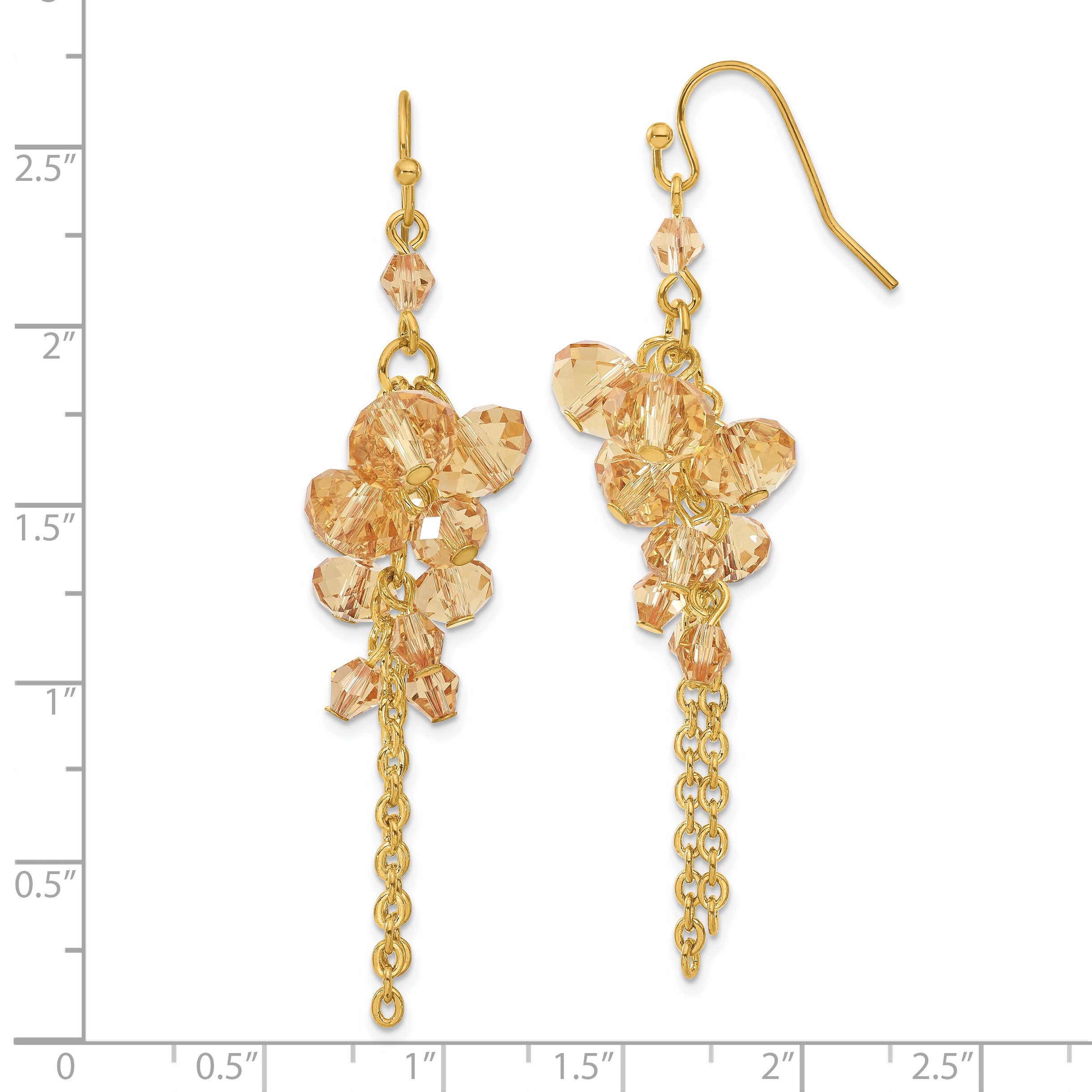 Gold-Tone Champagne Glass Bead Cluster Dangle Earrings, Vintage-Inspired Design