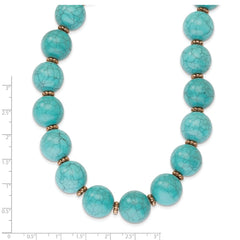 Copper-tone Aqua Acrylic Beads 16in w/Ext Necklace
