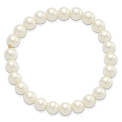1928 Jewelry Ivory Simulated Pearl Stretch Bracelet with Elegant Vintage Charm