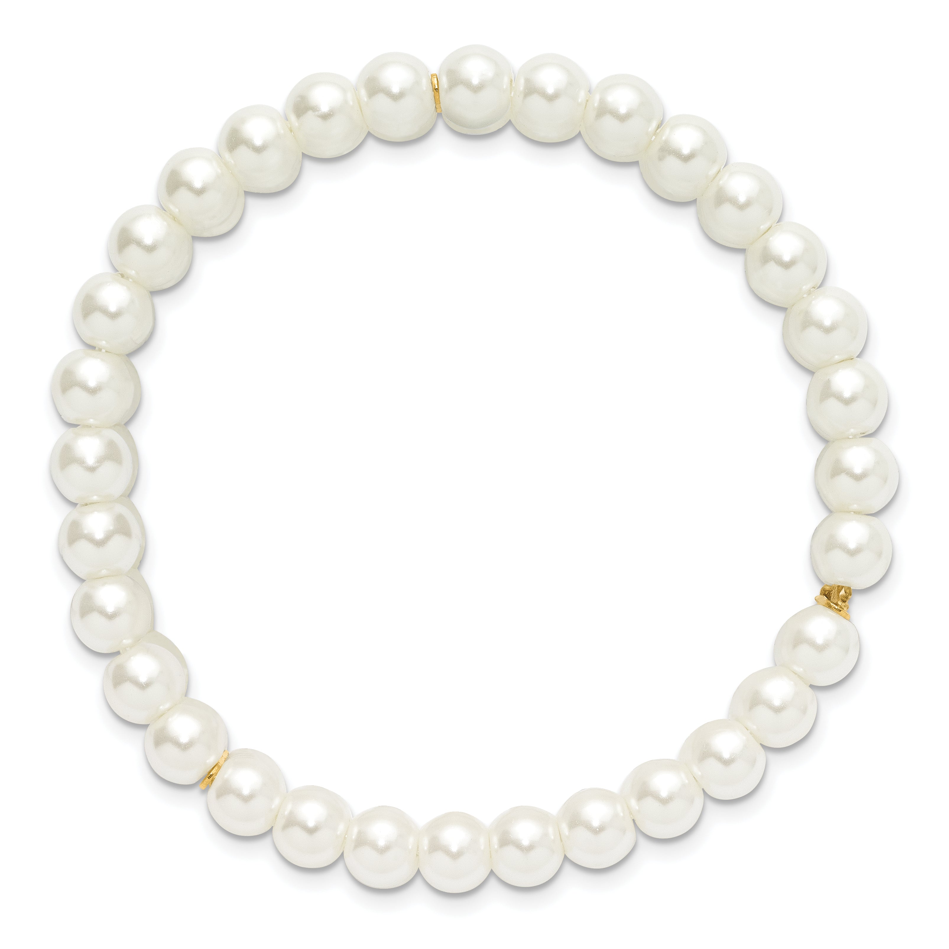 Gold-Tone Simulated Pearl Stretch Bracelet Classic Vintage Elegance