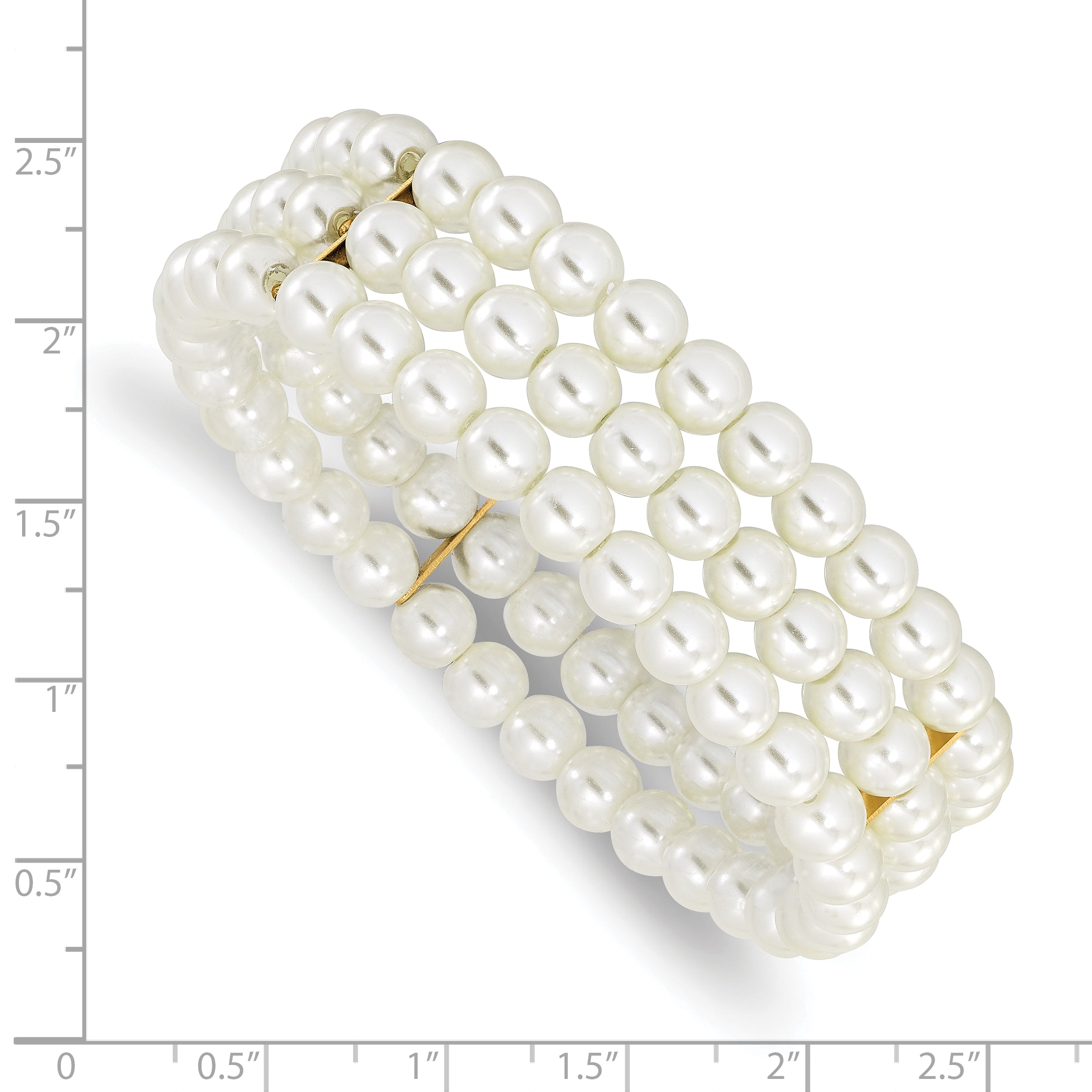 Gold-Tone Simulated Pearl Stretch Bracelet Classic Vintage Elegance