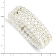 Gold-Tone Simulated Pearl Stretch Bracelet Classic Vintage Elegance