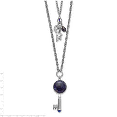 Sophia Jewelers Silver-Tone Two-Strand Key Pendant Necklace with Blue Accents