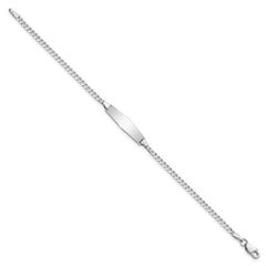 14k WG Soft Diamond Shape Flat Curb Link ID Bracelet