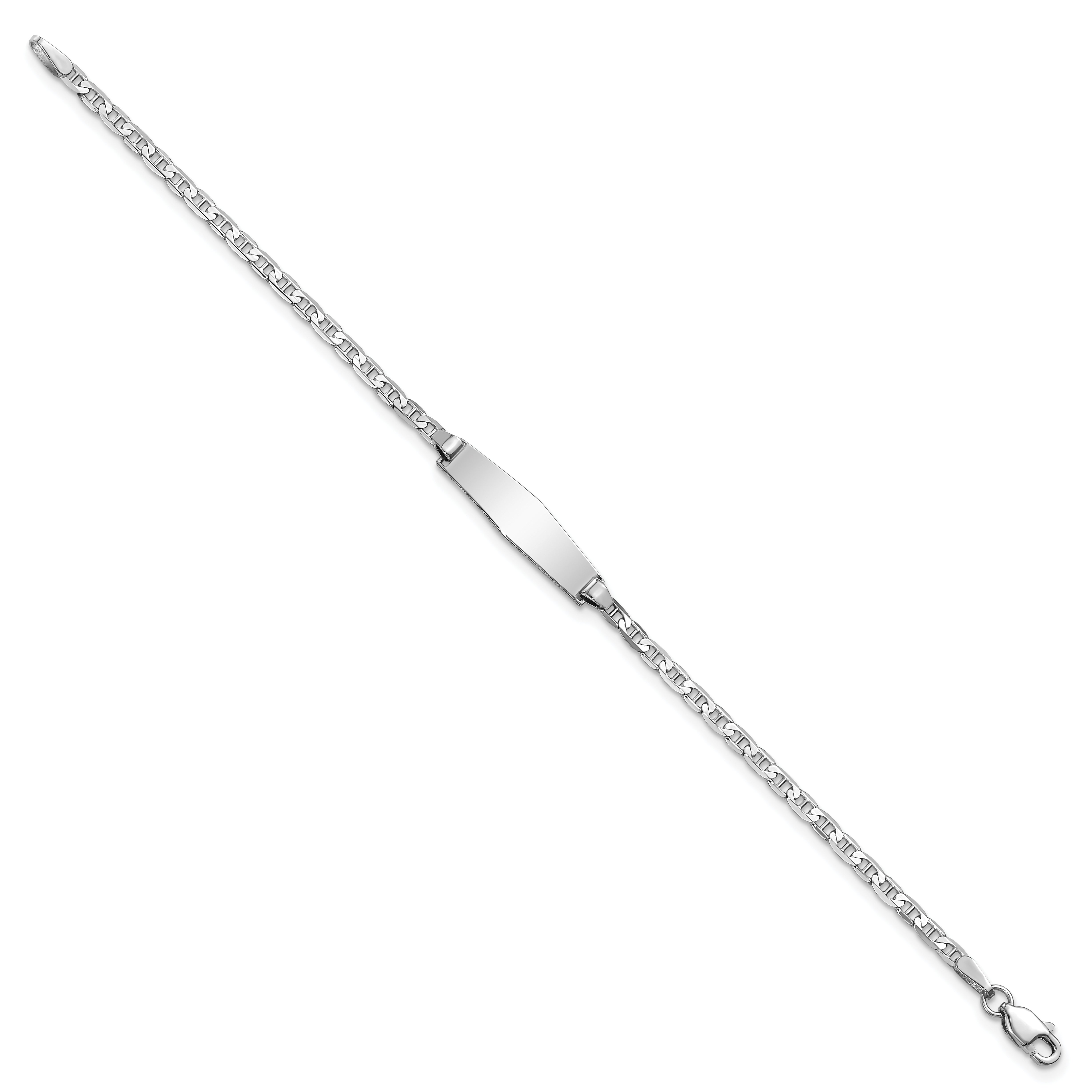 14k WG Soft Diamond Shape Anchor Link ID Bracelet