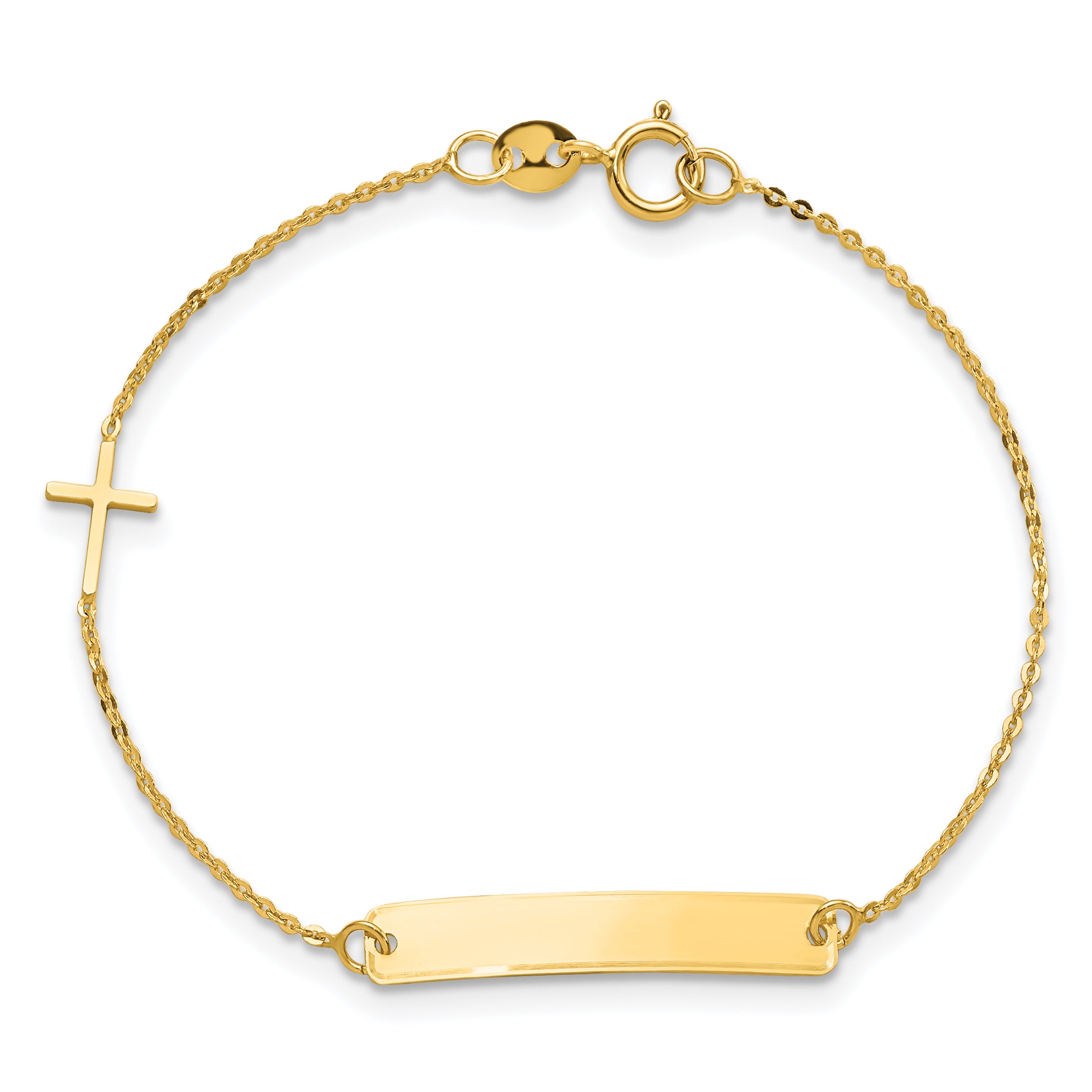 14k Polished 5.5in Cross ID Bracelet