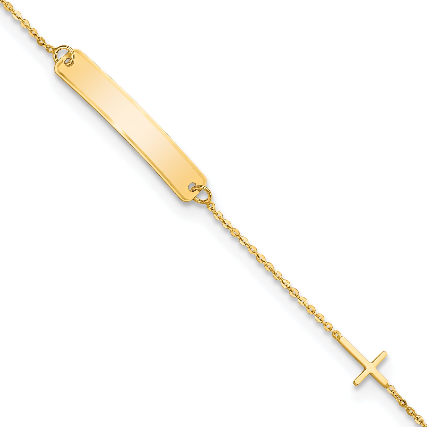 14k Polished 5.5in Cross ID Bracelet