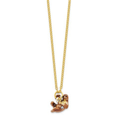 Luxury Giftware Pewter Bejeweled Crystals Gold-tone Enameled MELLOW Sloth Trinket Box with Matching 18 Inch Necklace