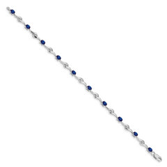 14k White Gold Blue Sapphire/White Sapphire Bracelet