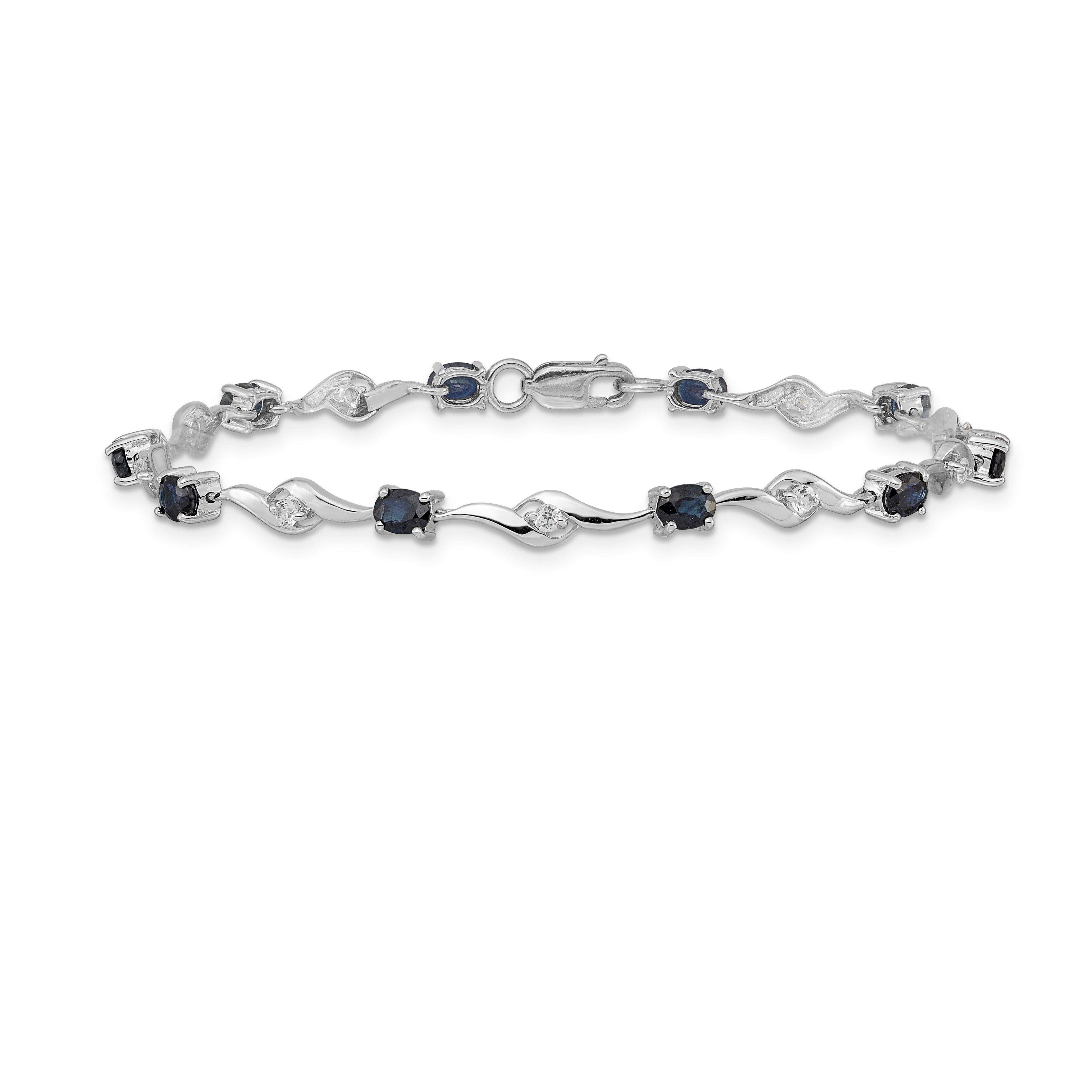 14k White Gold Blue Sapphire/White Sapphire Bracelet