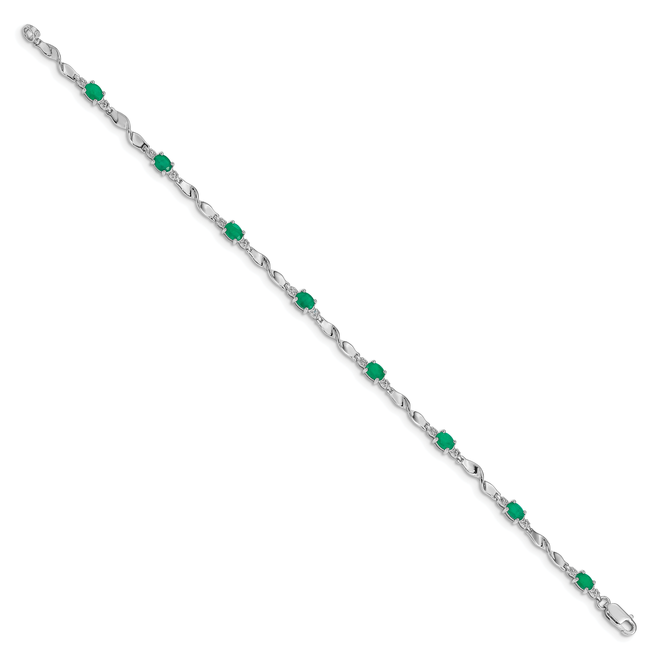 14k White Gold Diamond and Emerald Bracelet Secondary image