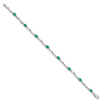 14k White Gold Diamond and Emerald Bracelet