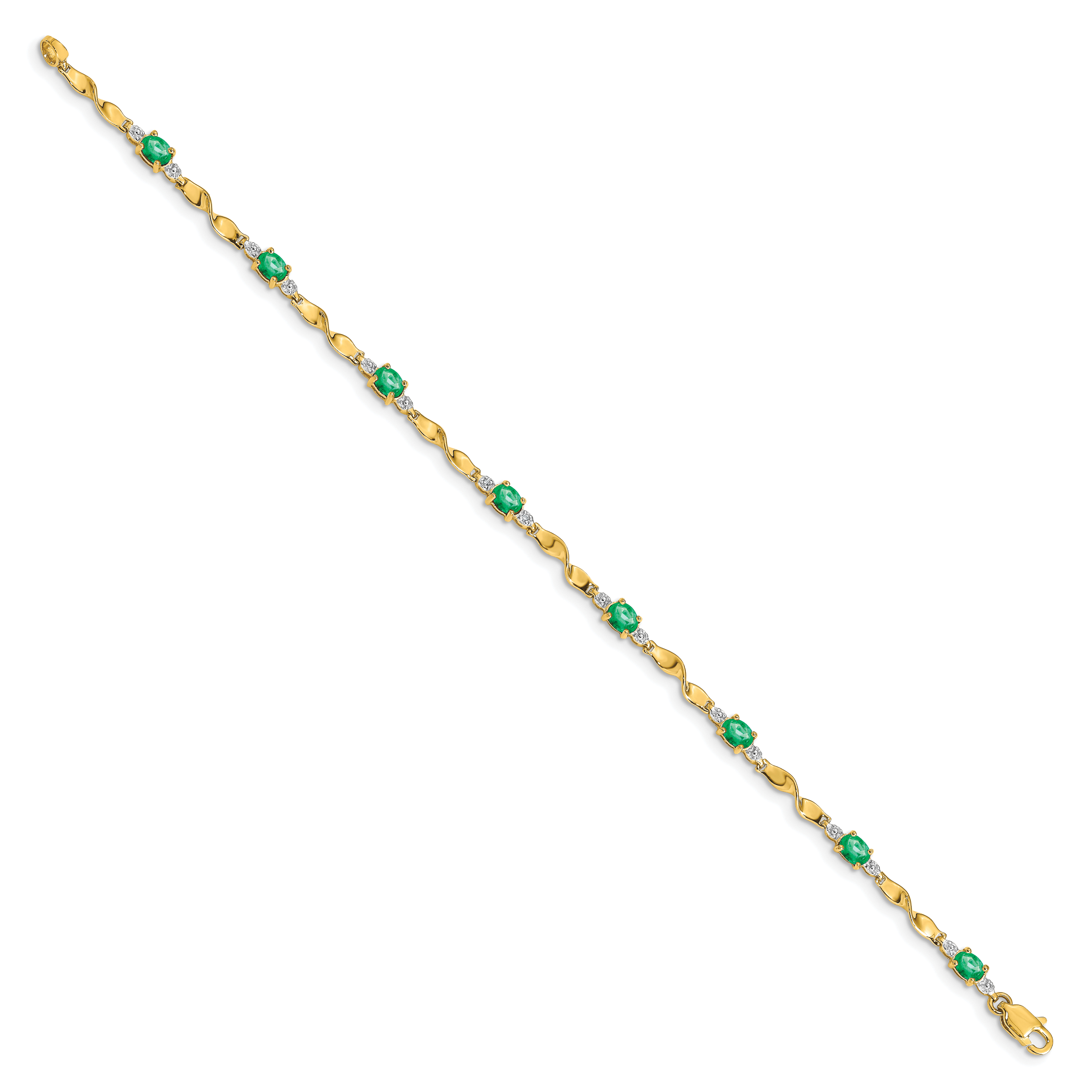 14k Diamond and Oval Emerald Bracelet Secondary image