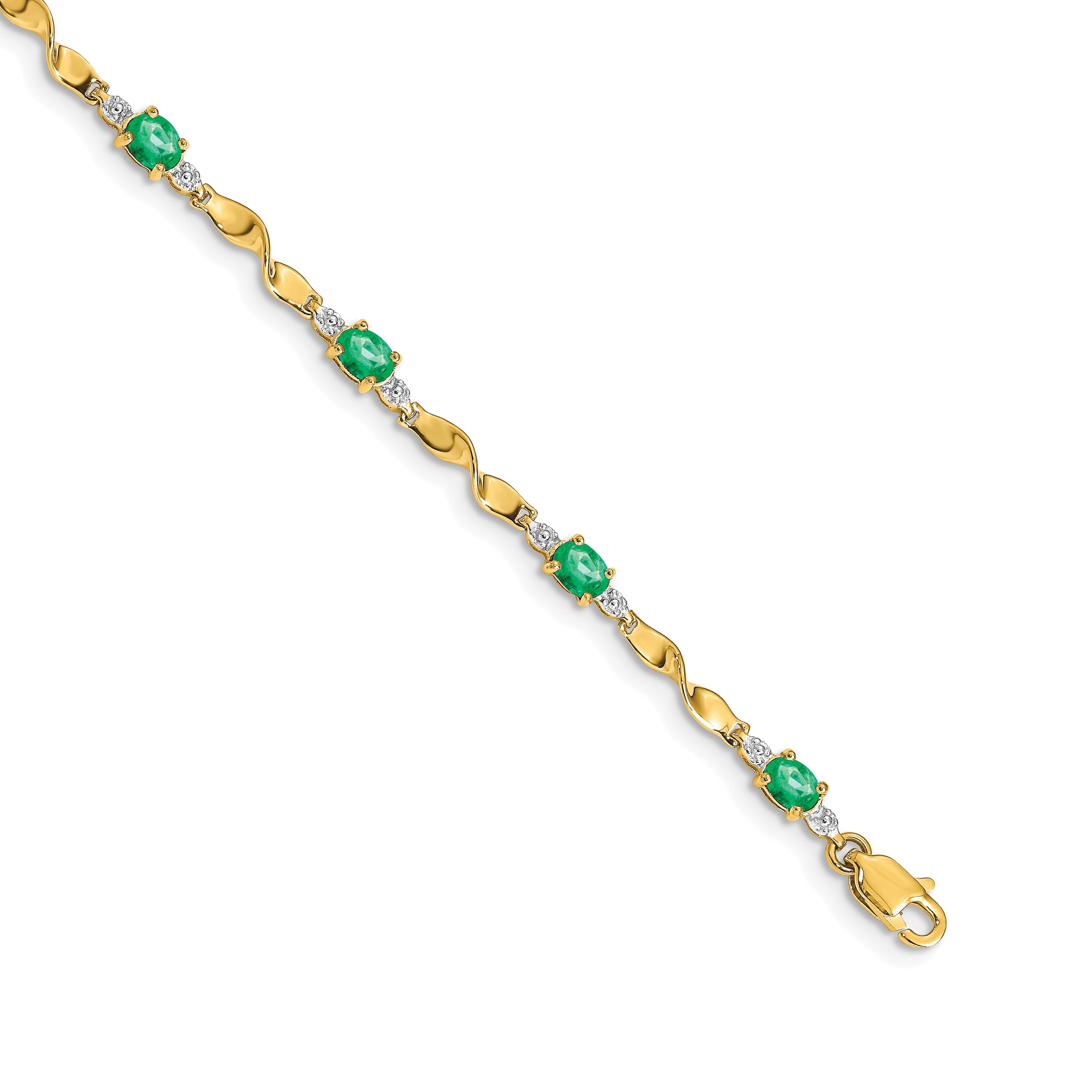 14k Diamond and Oval Emerald Bracelet Main image