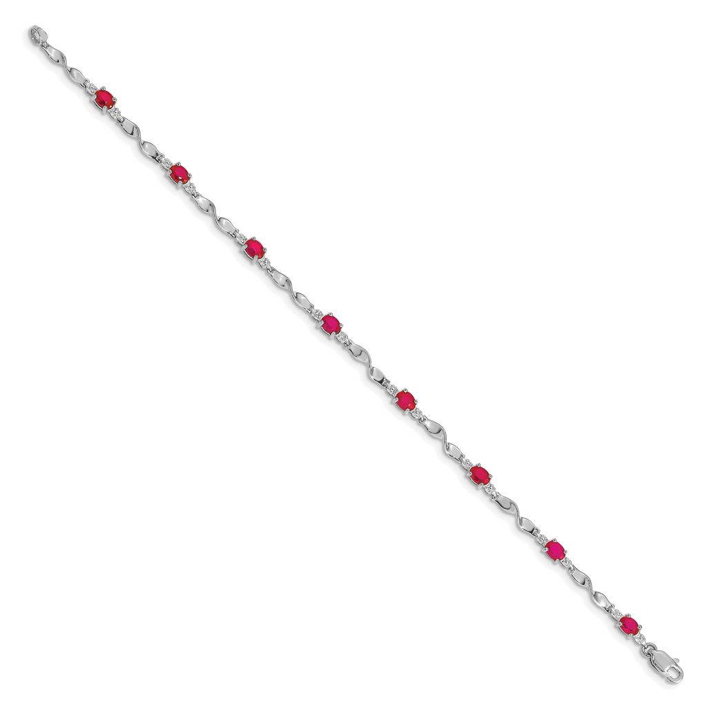 14k White Gold Diamond and Ruby Bracelet