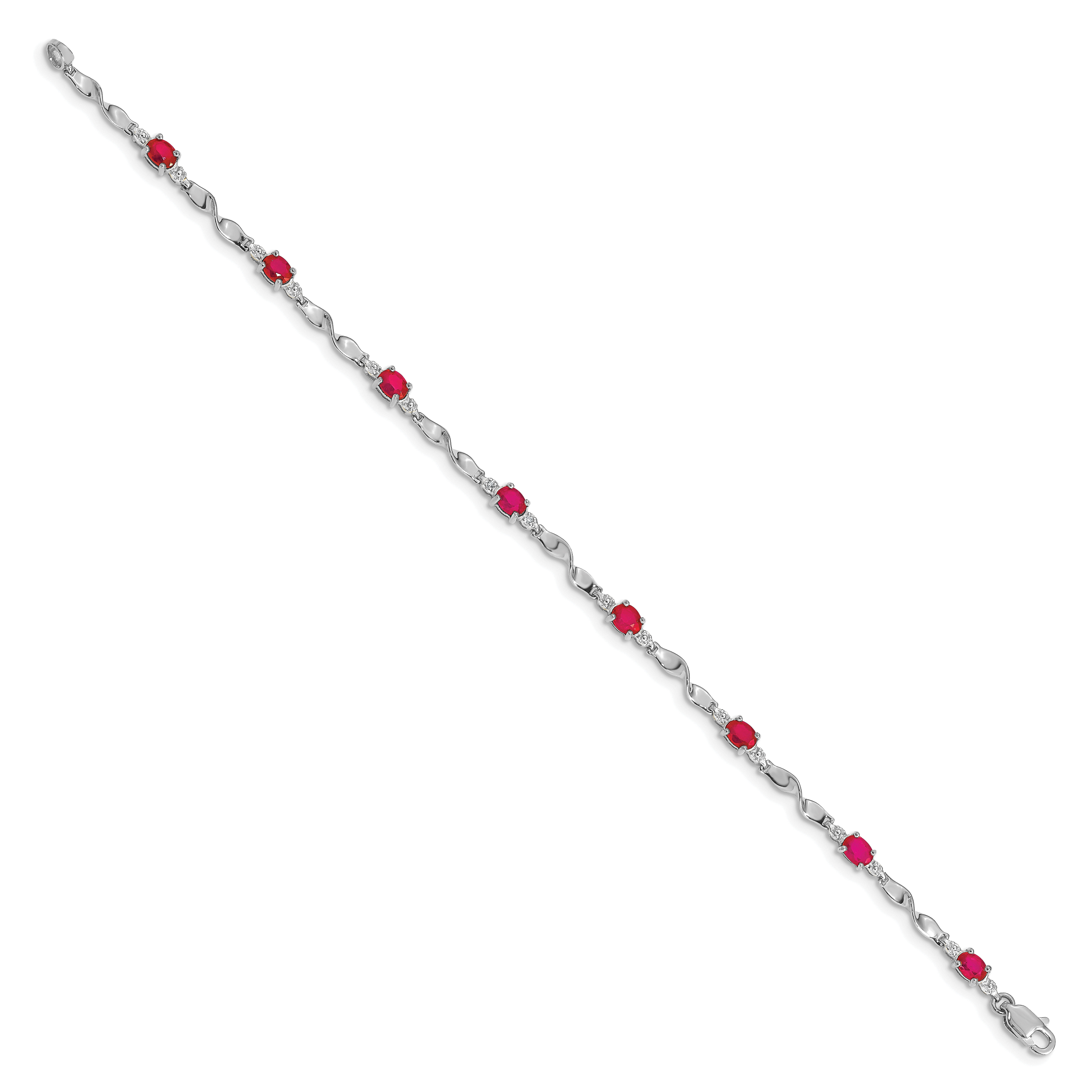 14k White Gold Diamond and Ruby Bracelet