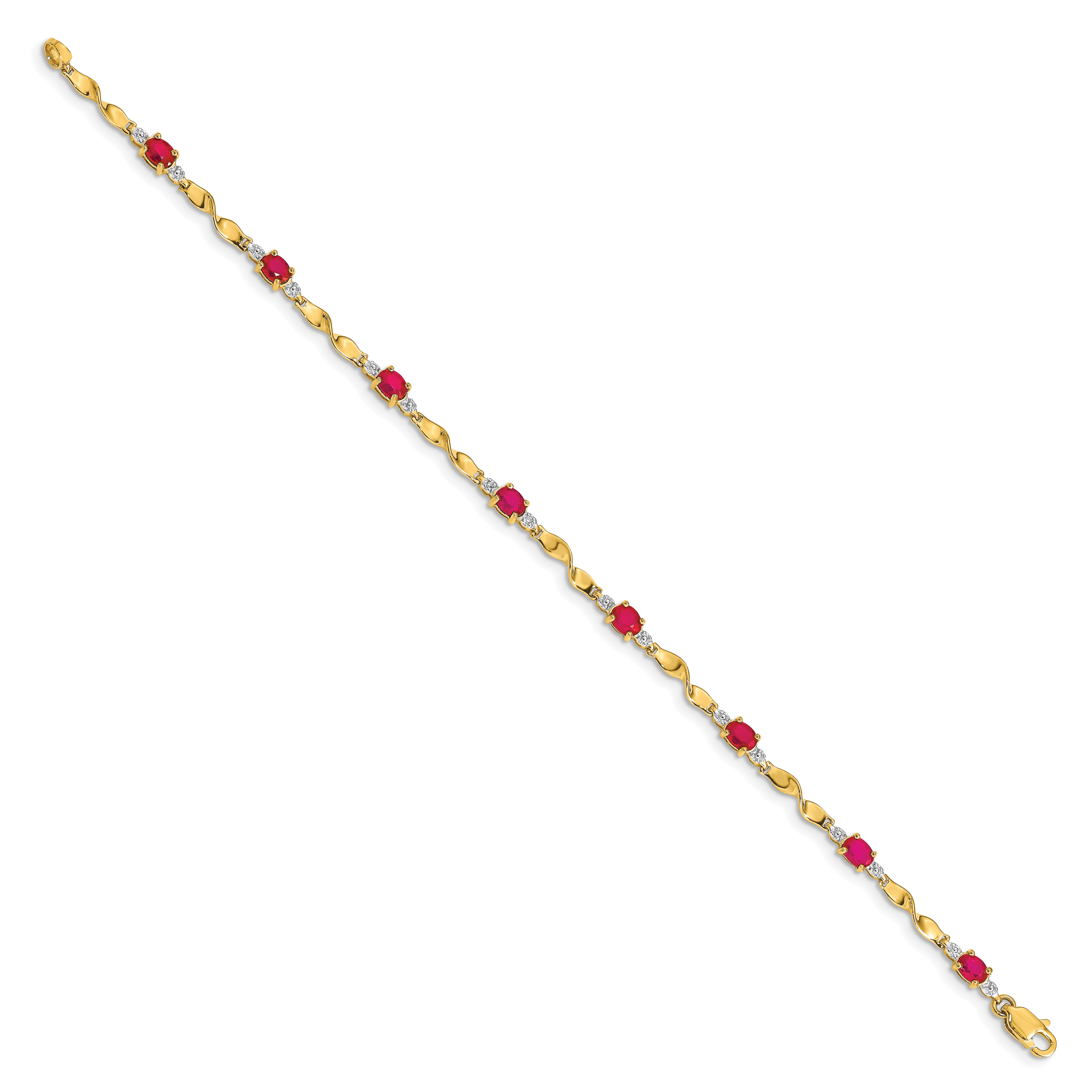 14k Diamond and Oval Ruby Bracelet Secondary image