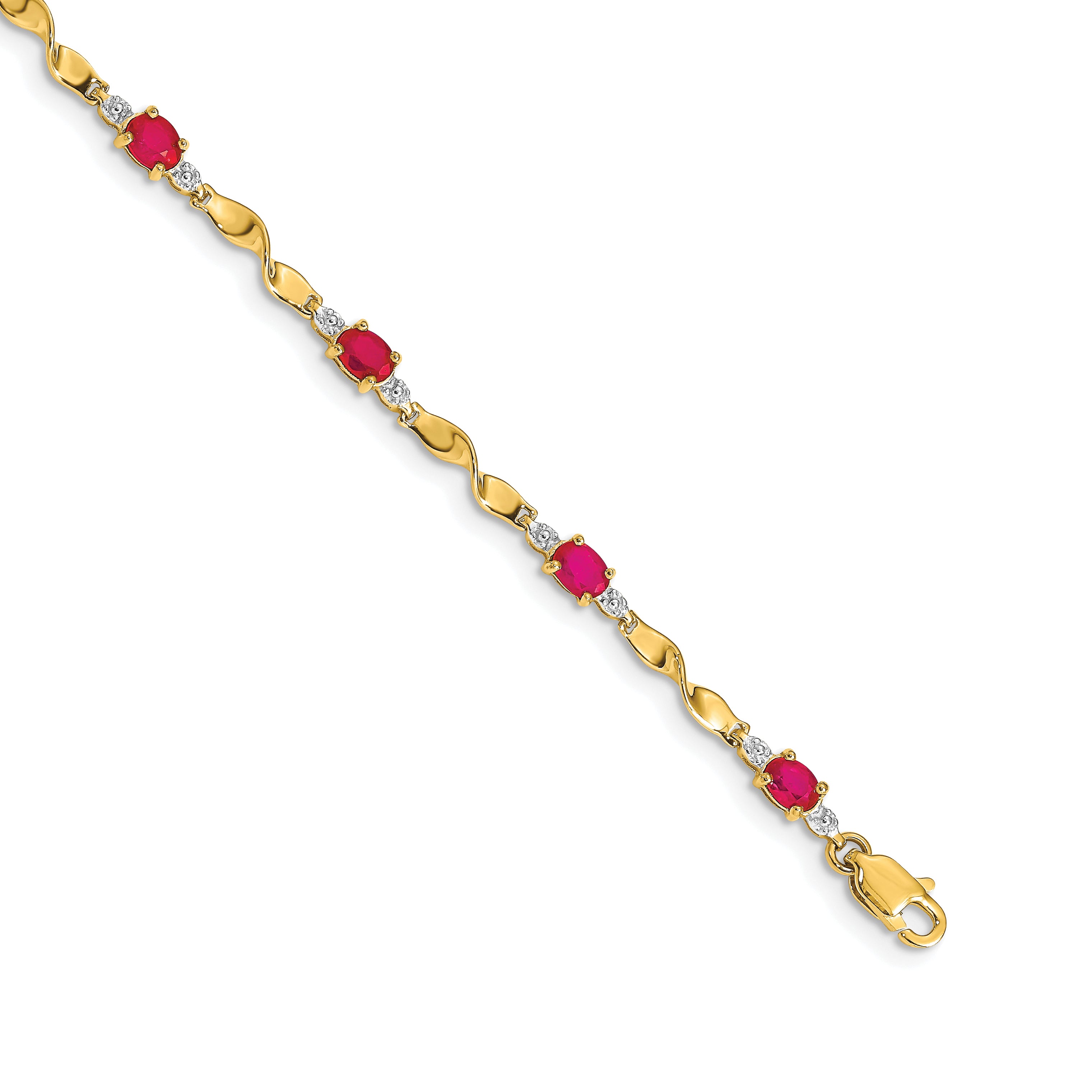 14k Diamond and Oval Ruby Bracelet Main image