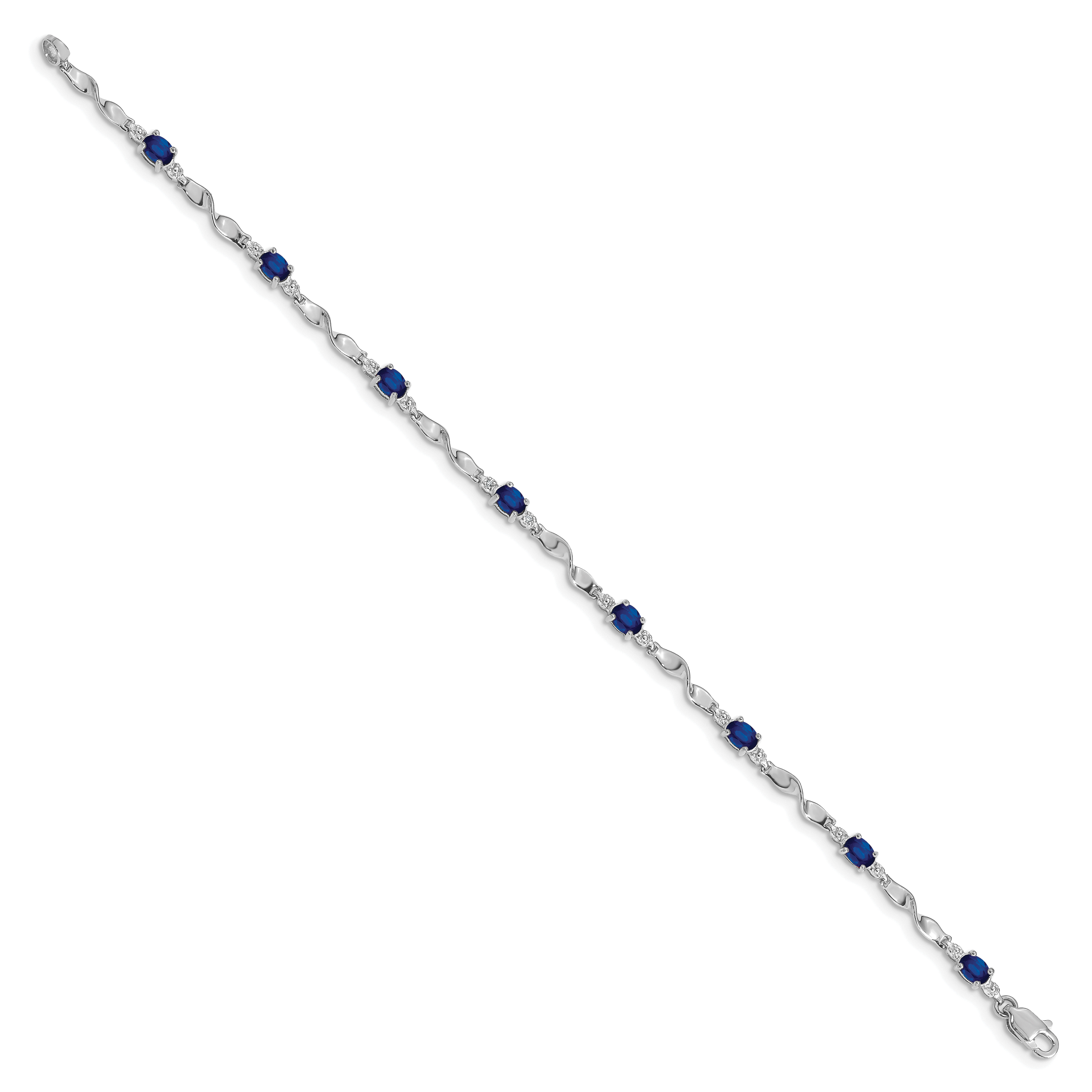 14k White Gold Diamond and Sapphire Bracelet Secondary image