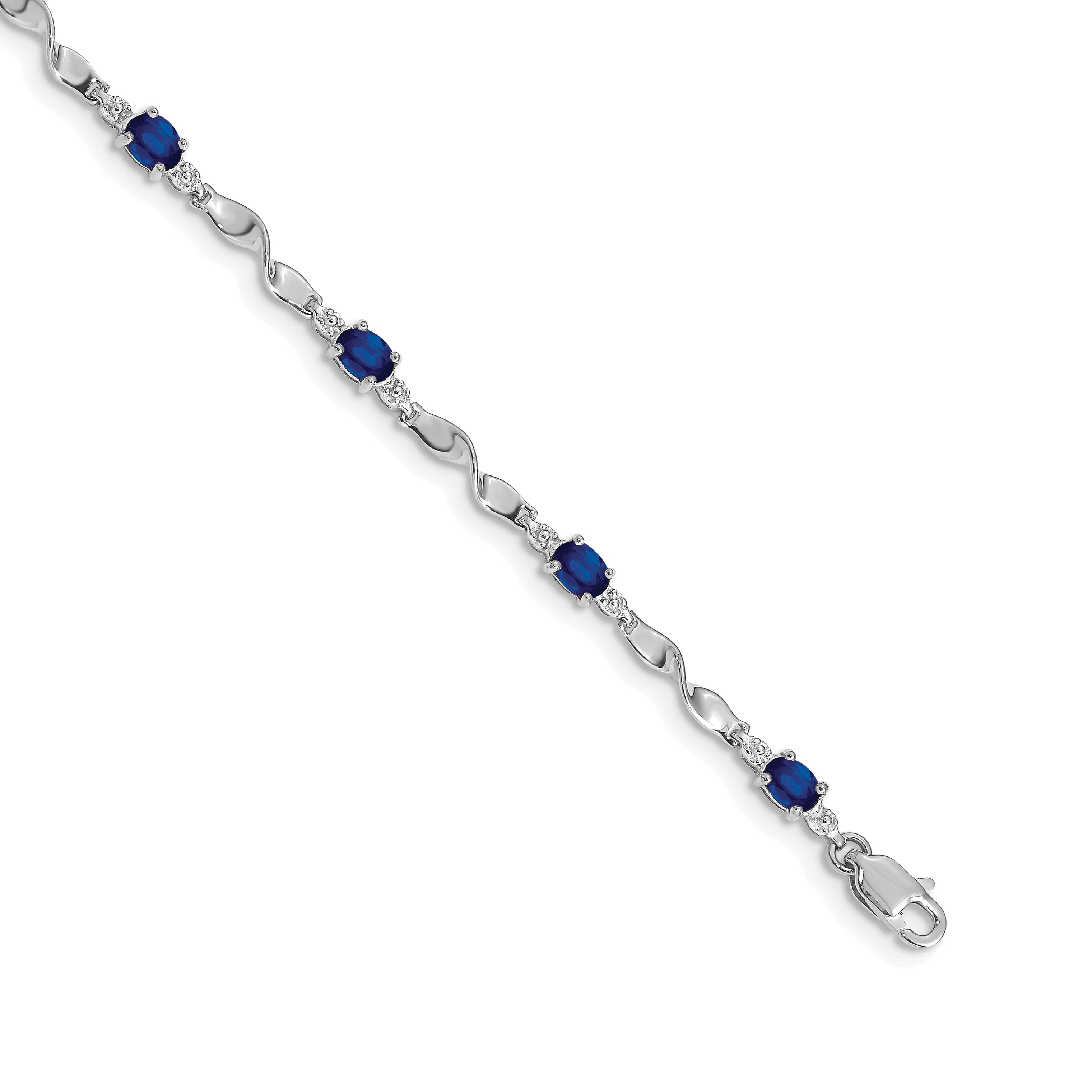 14k White Gold Diamond and Sapphire Bracelet Main image