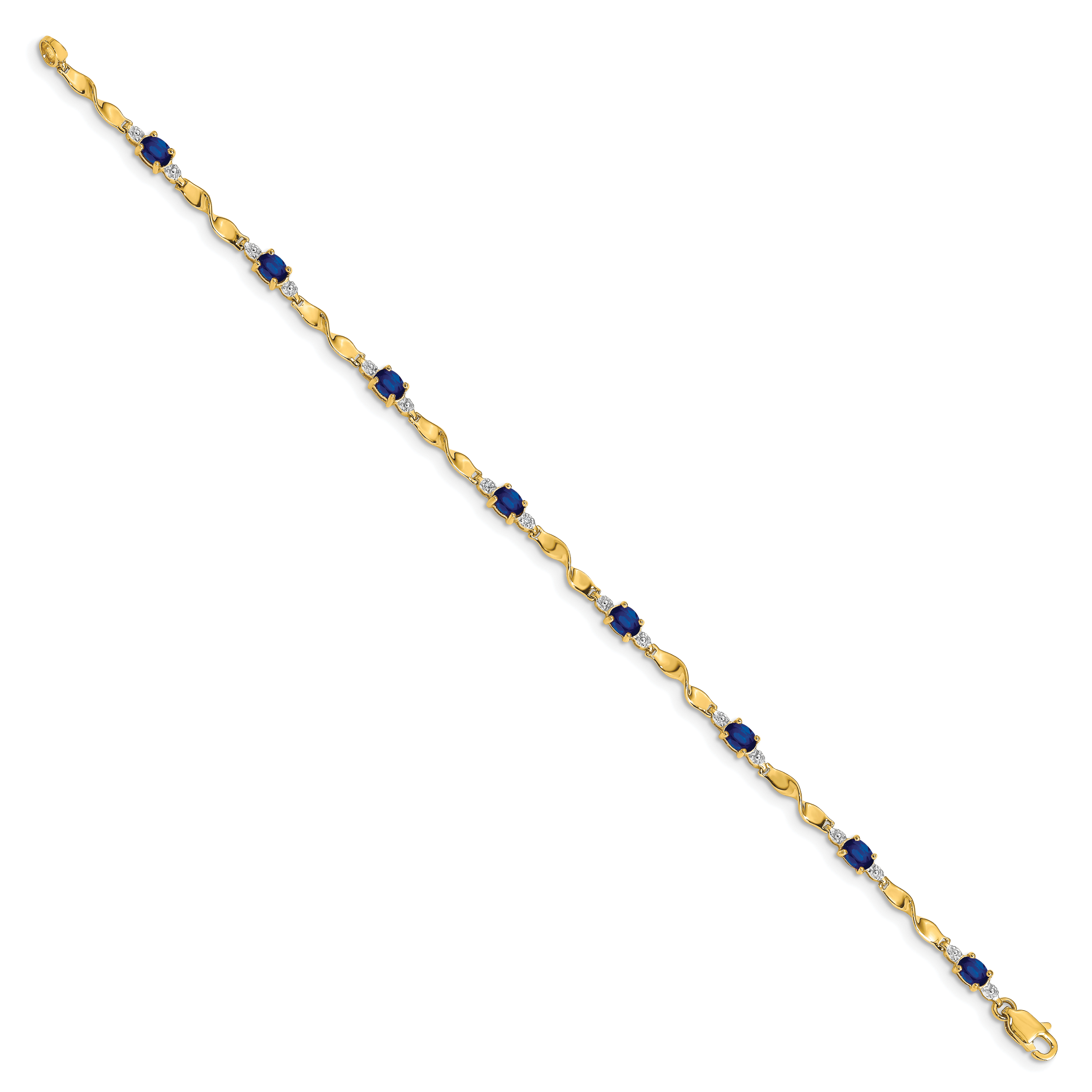 14k Diamond and Oval Sapphire Bracelet Secondary image