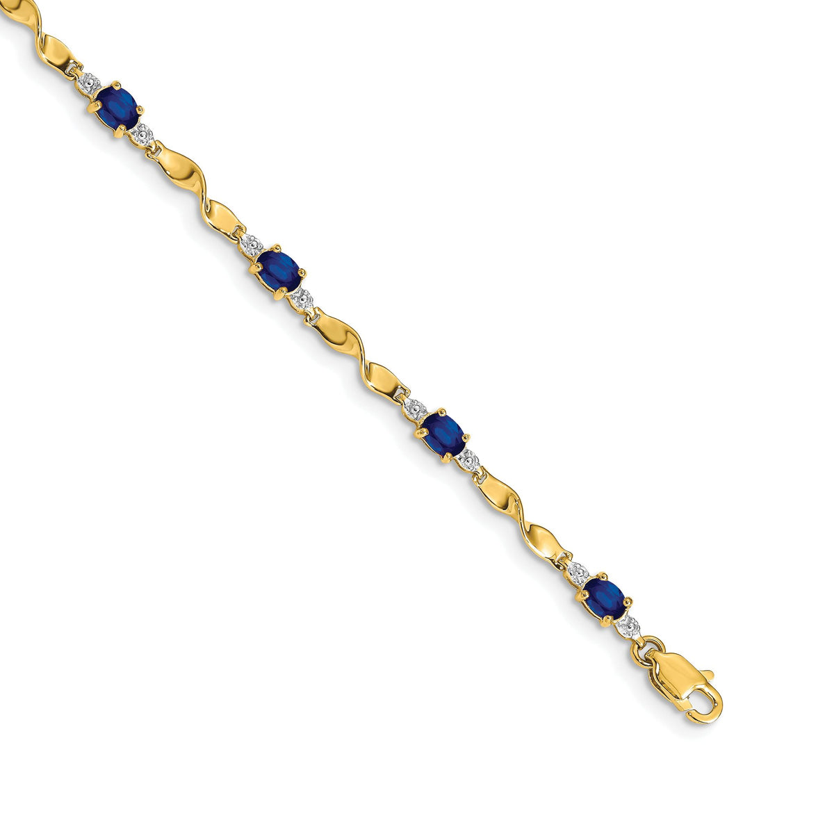 Oval Diamond & Sapphire Bracelet in 14K Yellow Gold, 4mm (0.01 ct. tw.), 7 Inch - Sophia Jewelers Main image