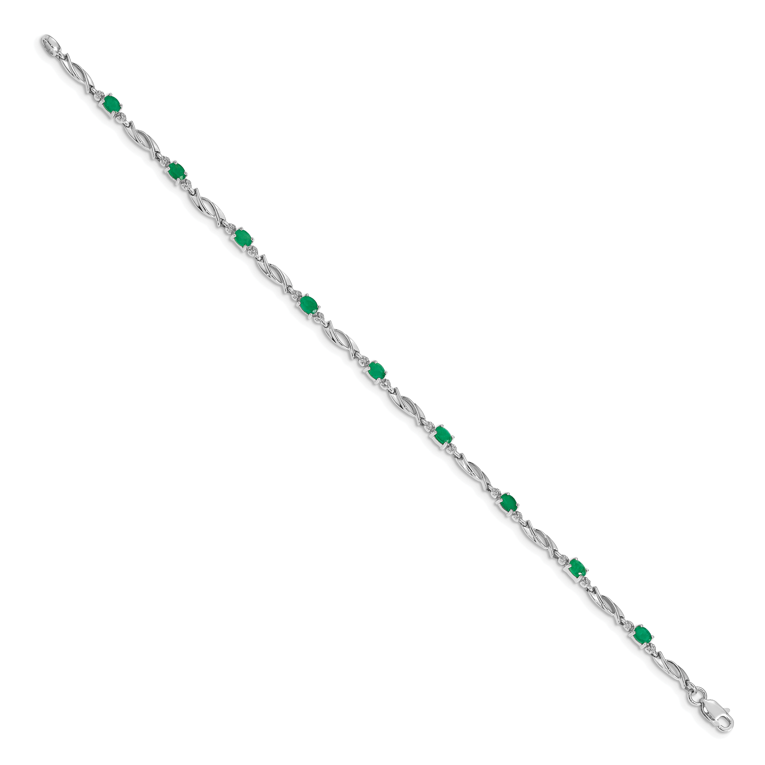 14k White Gold Diamond and Emerald Bracelet Secondary image