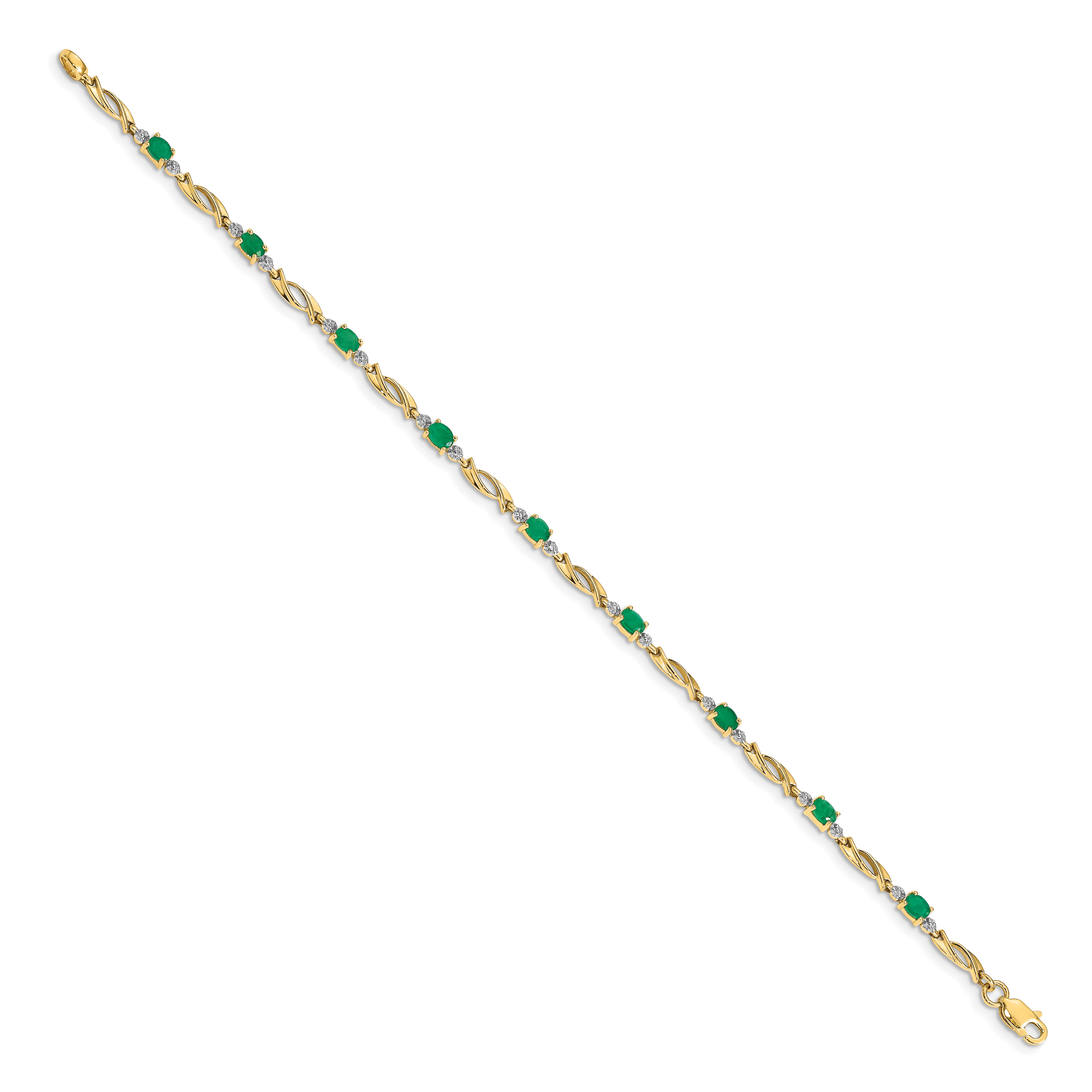 14k Diamond and Oval Emerald Bracelet