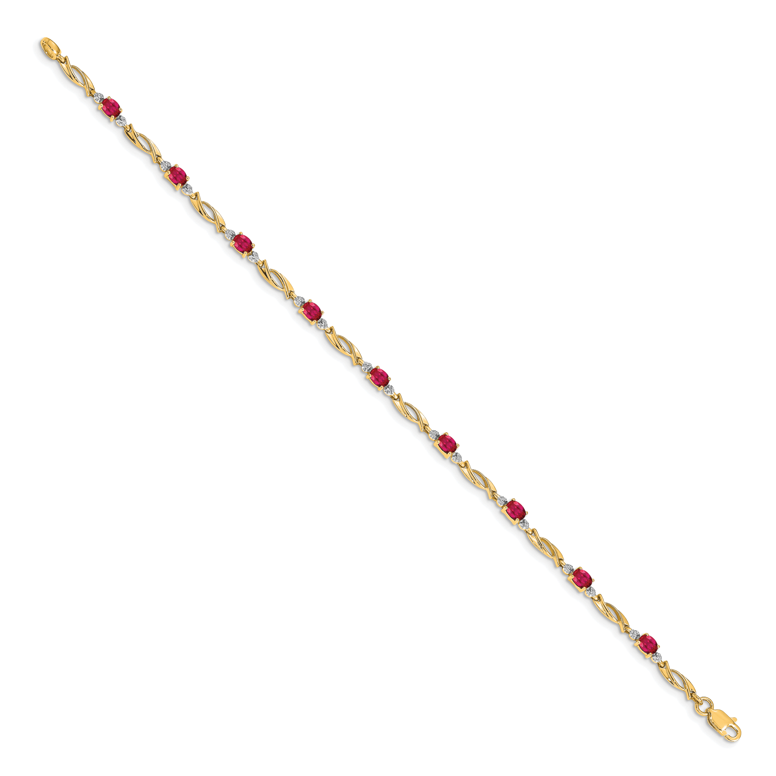 14k Diamond and Oval Ruby Bracelet Secondary image