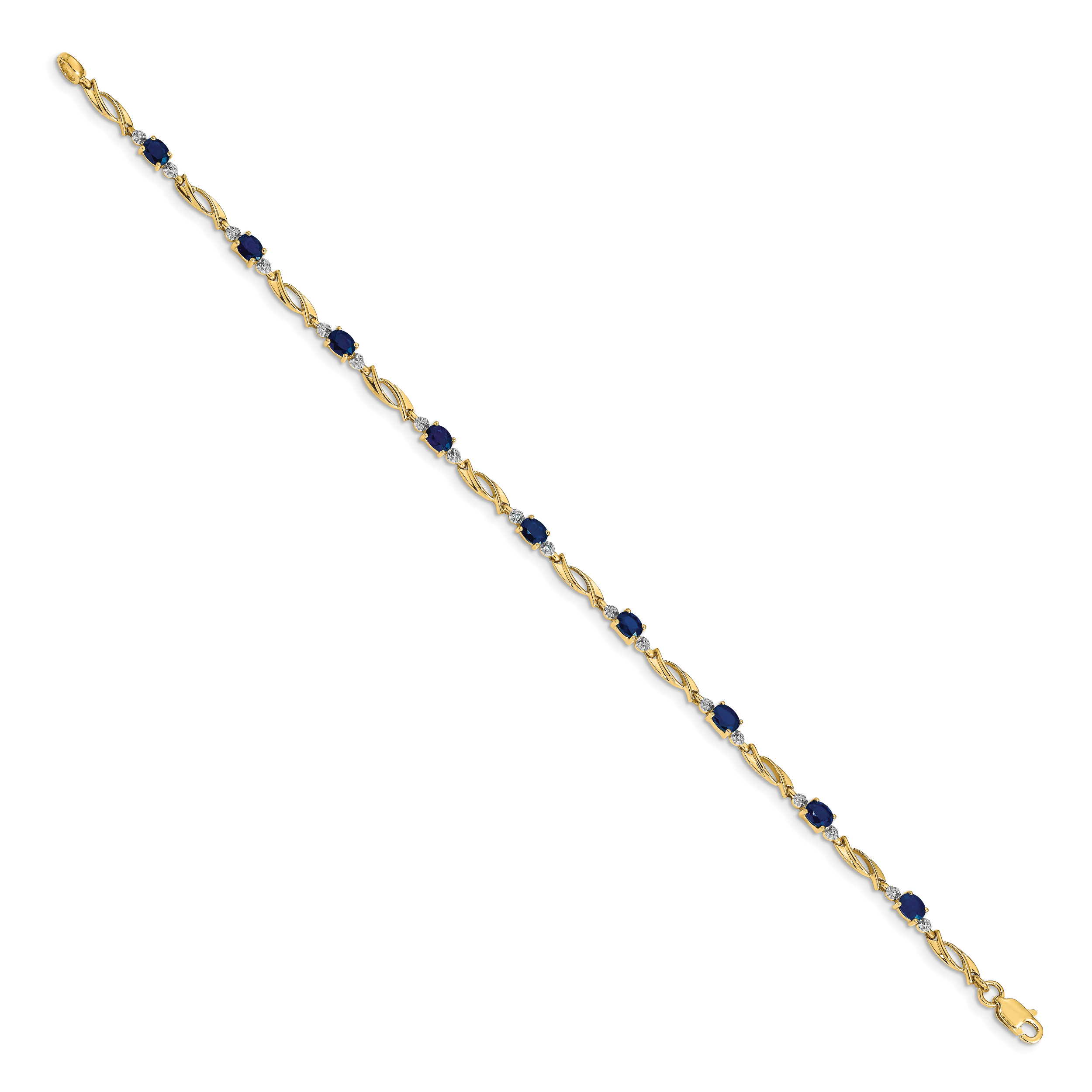 14k Diamond and Oval Sapphire Bracelet Secondary image