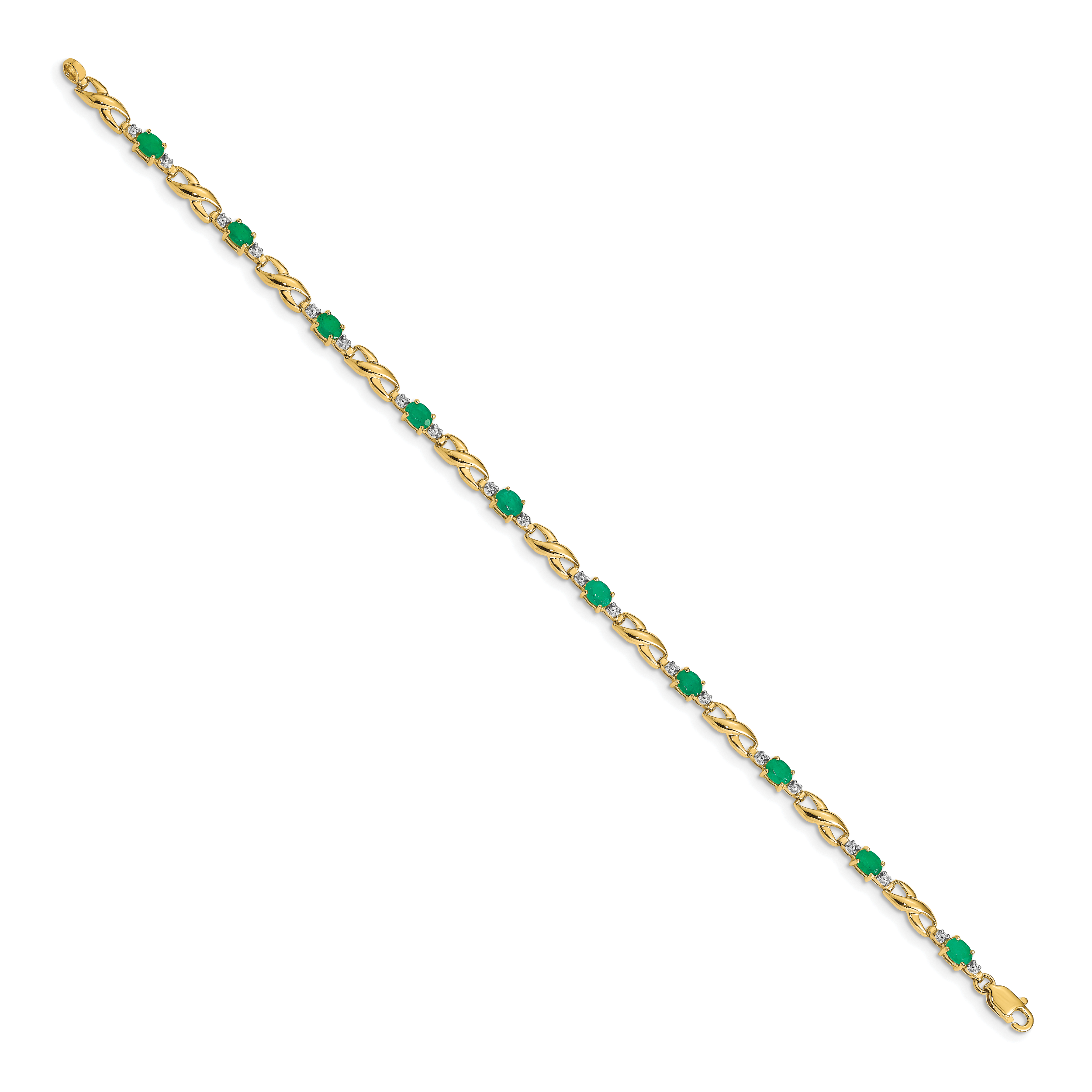 14k Diamond and Oval Emerald Bracelet Secondary image