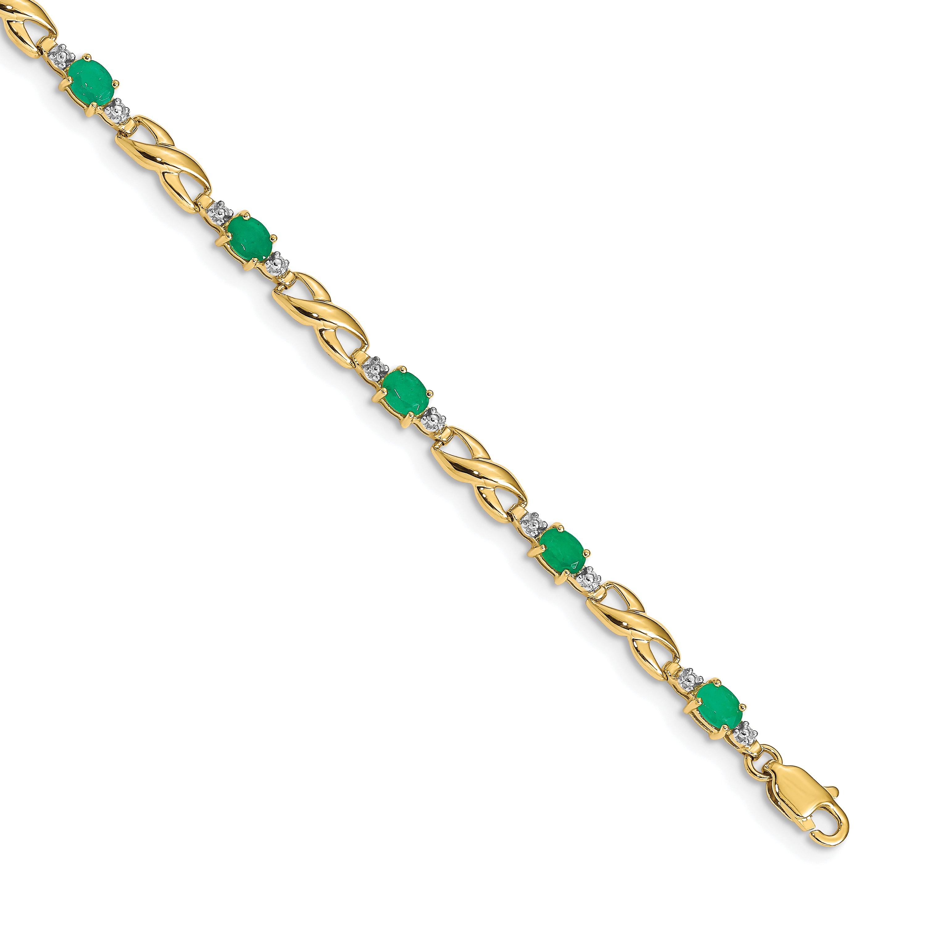 14k Diamond and Oval Emerald Bracelet Main image