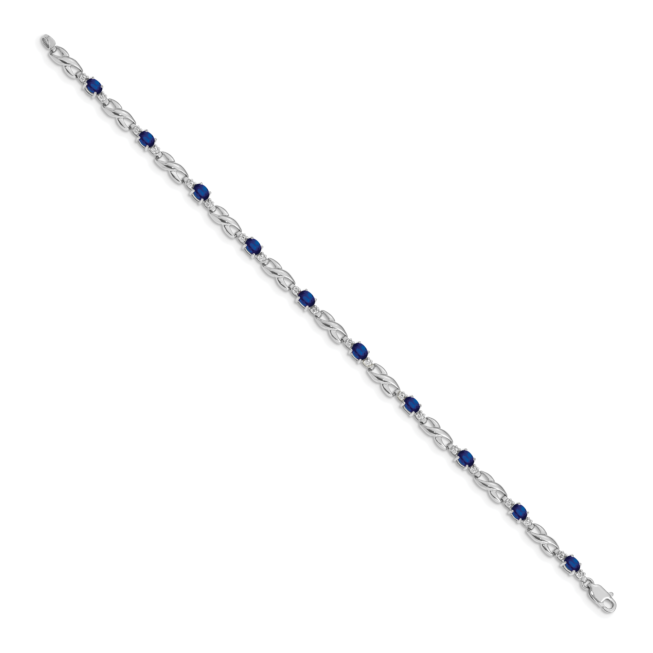 14k White Gold Diamond and Sapphire Bracelet Secondary image